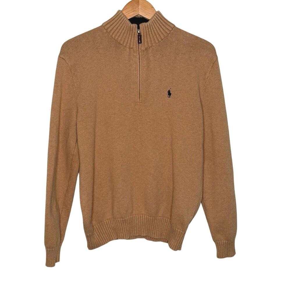 Polo Ralph Lauren 1/4 zip tan men’s sweaters size medium